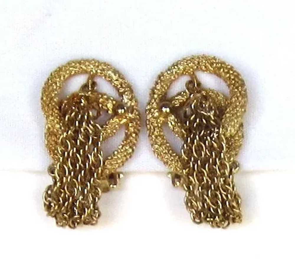 Kramer Vintage Gold Tone Tassel Earrings - image 1