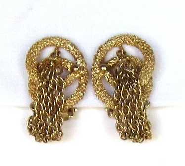 Kramer Vintage Gold Tone Tassel Earrings - image 1