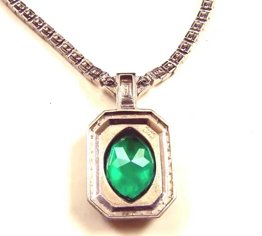 OTIS STERLING 1940's Art Deco Emerald and Diamant… - image 10