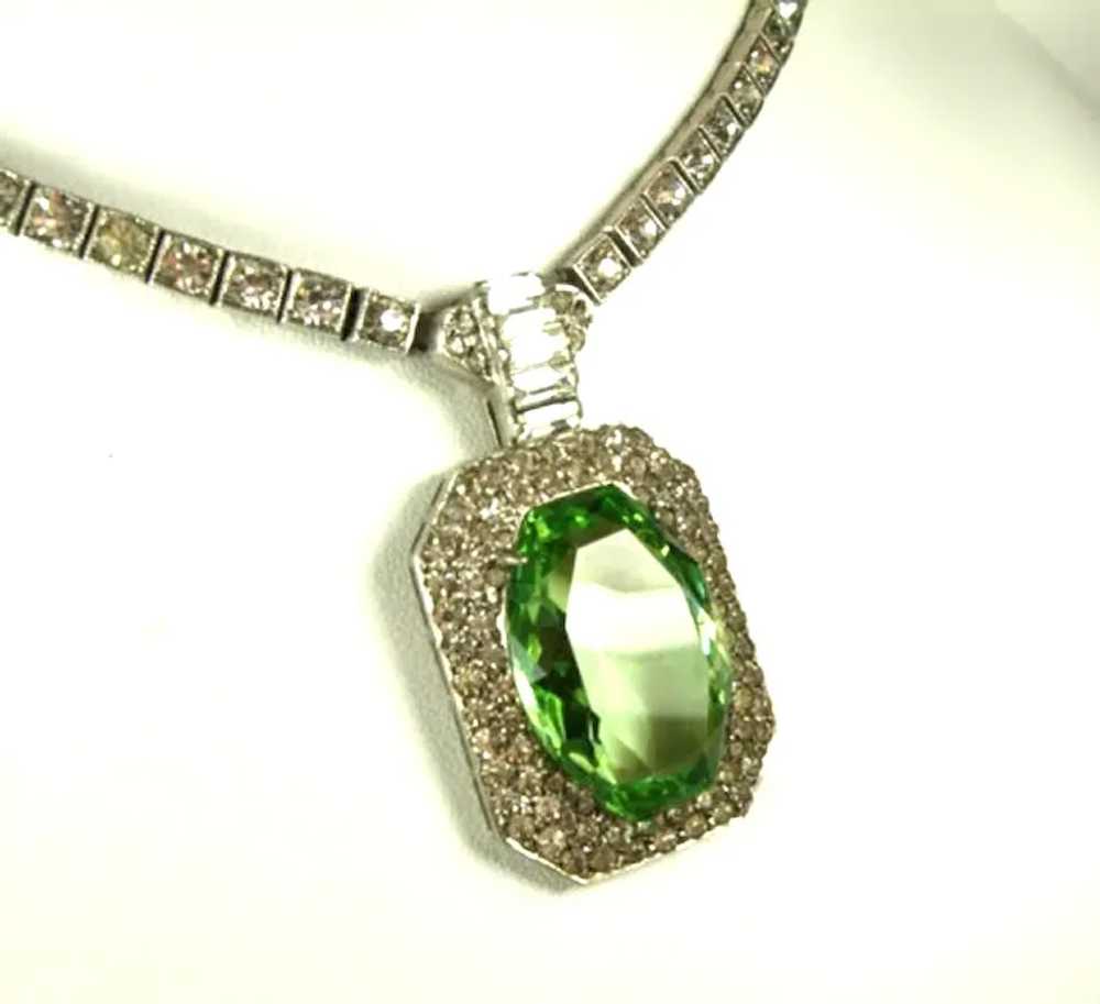 OTIS STERLING 1940's Art Deco Emerald and Diamant… - image 6