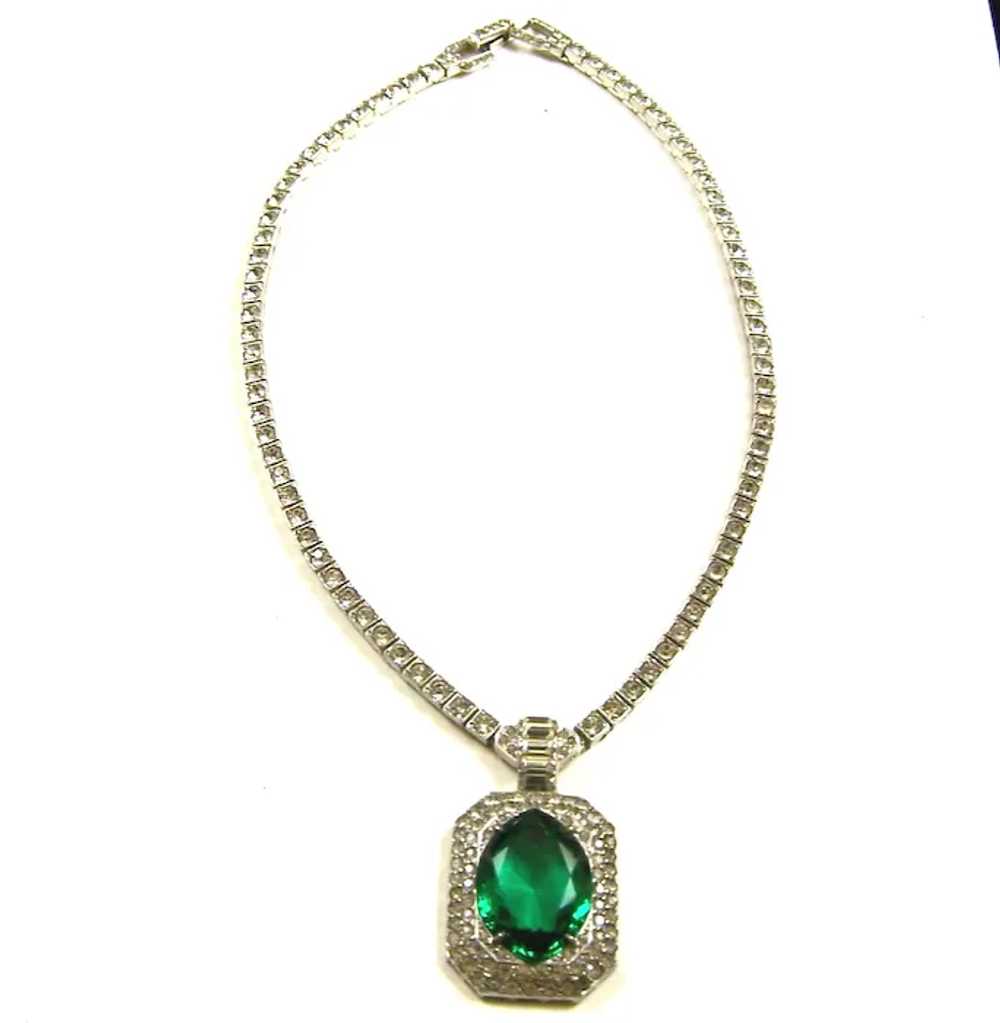 OTIS STERLING 1940's Art Deco Emerald and Diamant… - image 8
