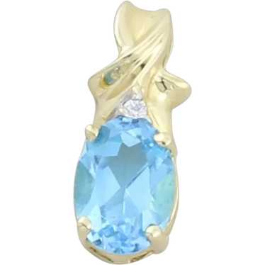 Pendant Only 14k Yellow Gold Natural Swiss Blue T… - image 1
