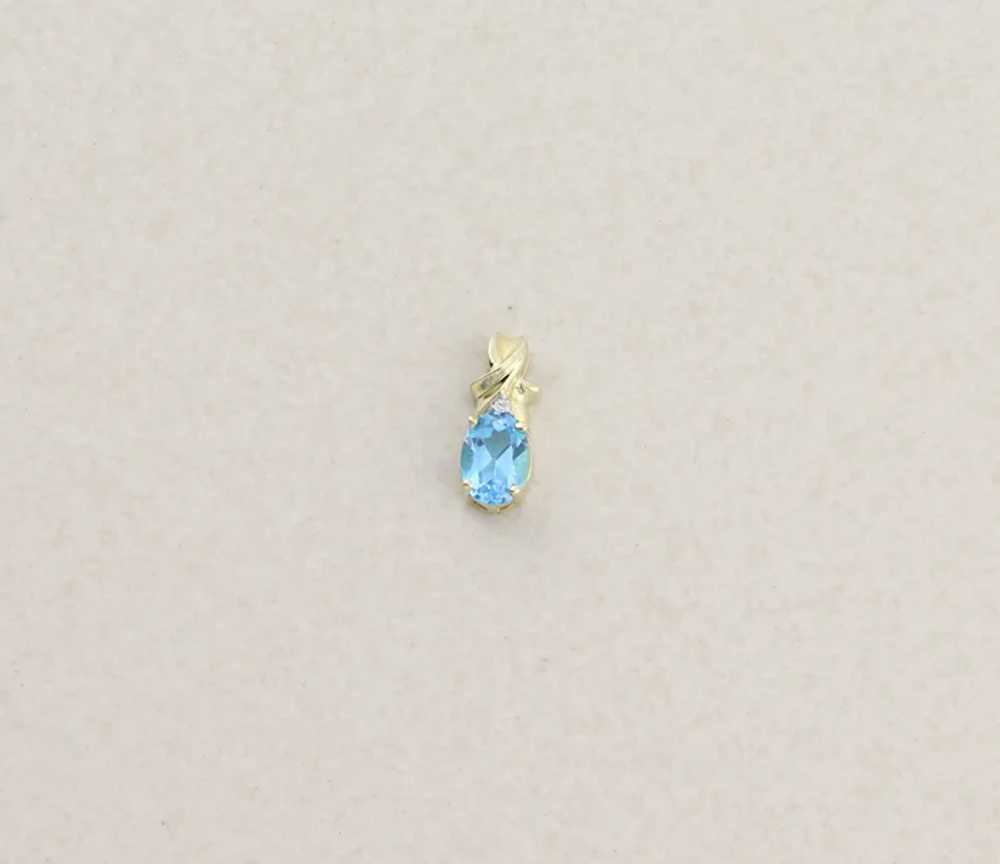 Pendant Only 14k Yellow Gold Natural Swiss Blue T… - image 4
