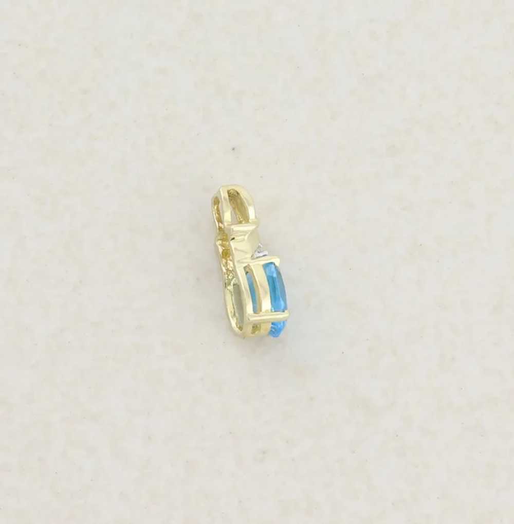Pendant Only 14k Yellow Gold Natural Swiss Blue T… - image 5