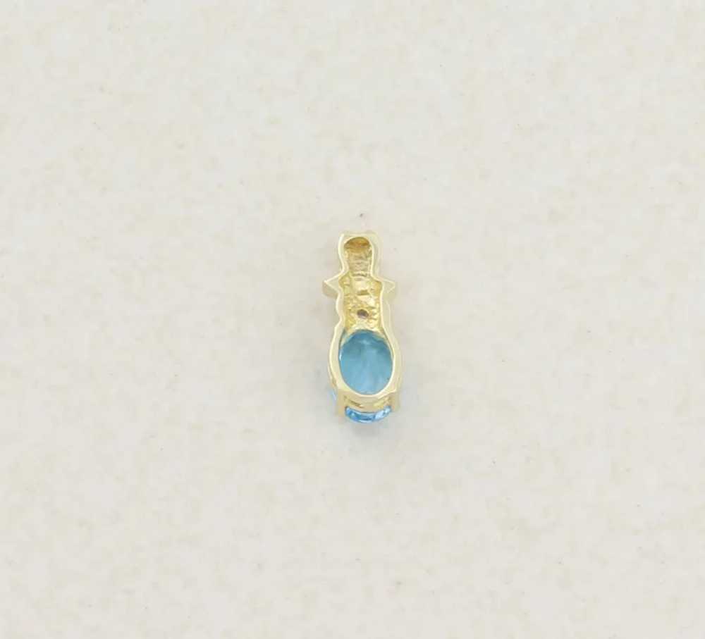 Pendant Only 14k Yellow Gold Natural Swiss Blue T… - image 6
