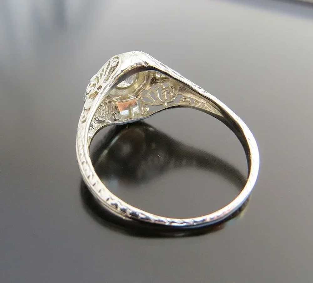 Outstanding 14K Art Deco Filigree Diamond Ring - image 7