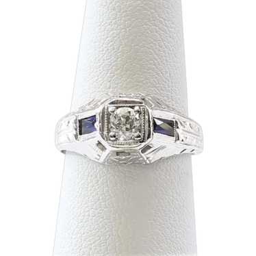 Lady's Antique 18K Sapphire & Diamond Ring