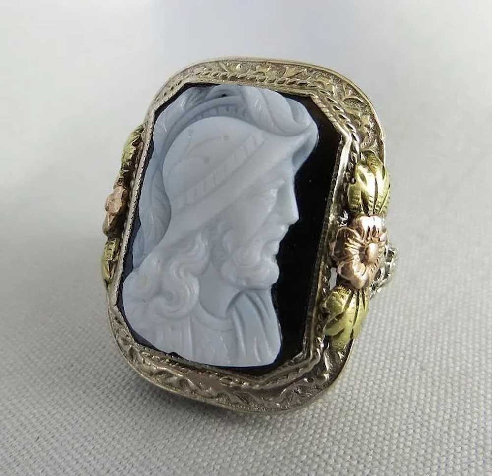 Circa 1900 Lady's 14K Tri-Colored Gold Agate Came… - image 6