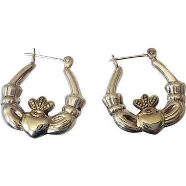 Claddagh Silver Creole Hoop Earrings – Celtic Tides/Celtic Corner