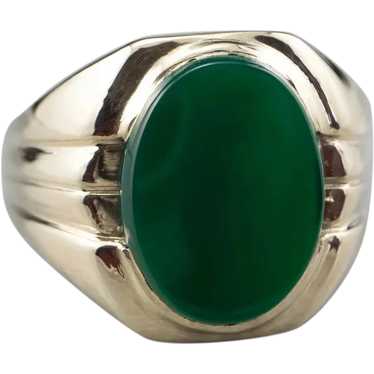 Retro Men's Green Onyx Statement Ring