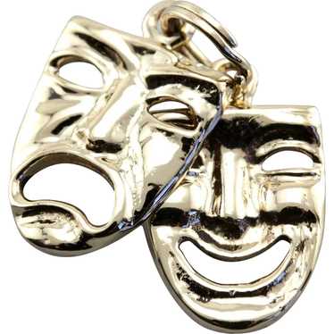 Comedy and Tragedy Masks Charm, Vintage Drama Mask