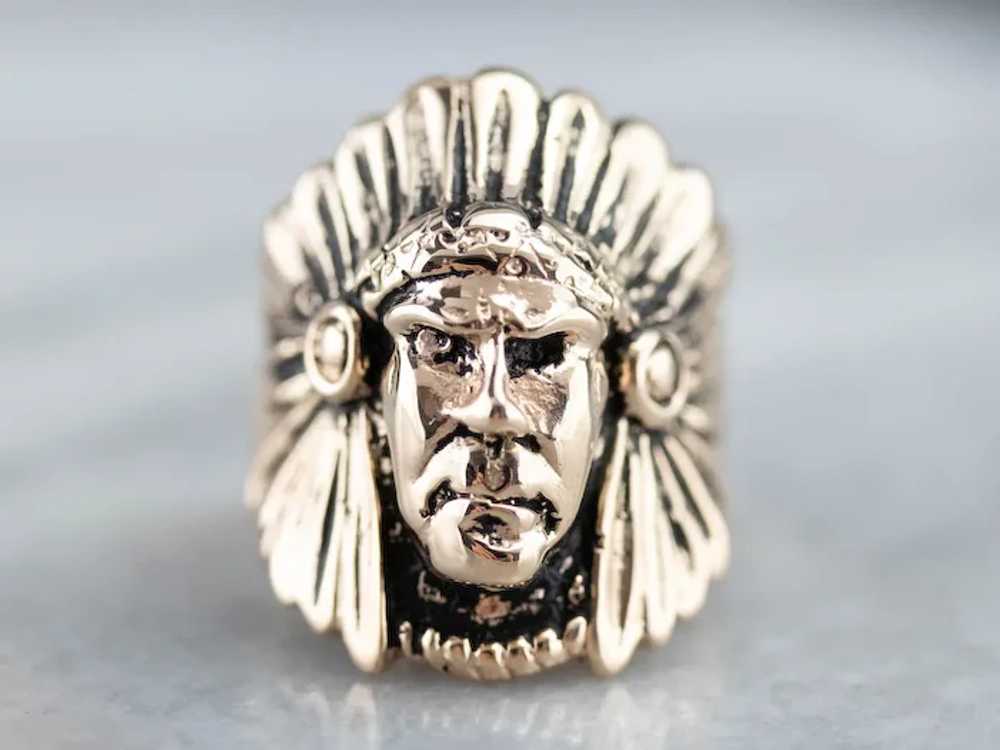Native American Chief Statement Ring - image 2