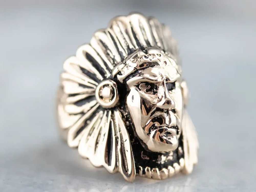 Native American Chief Statement Ring - image 4