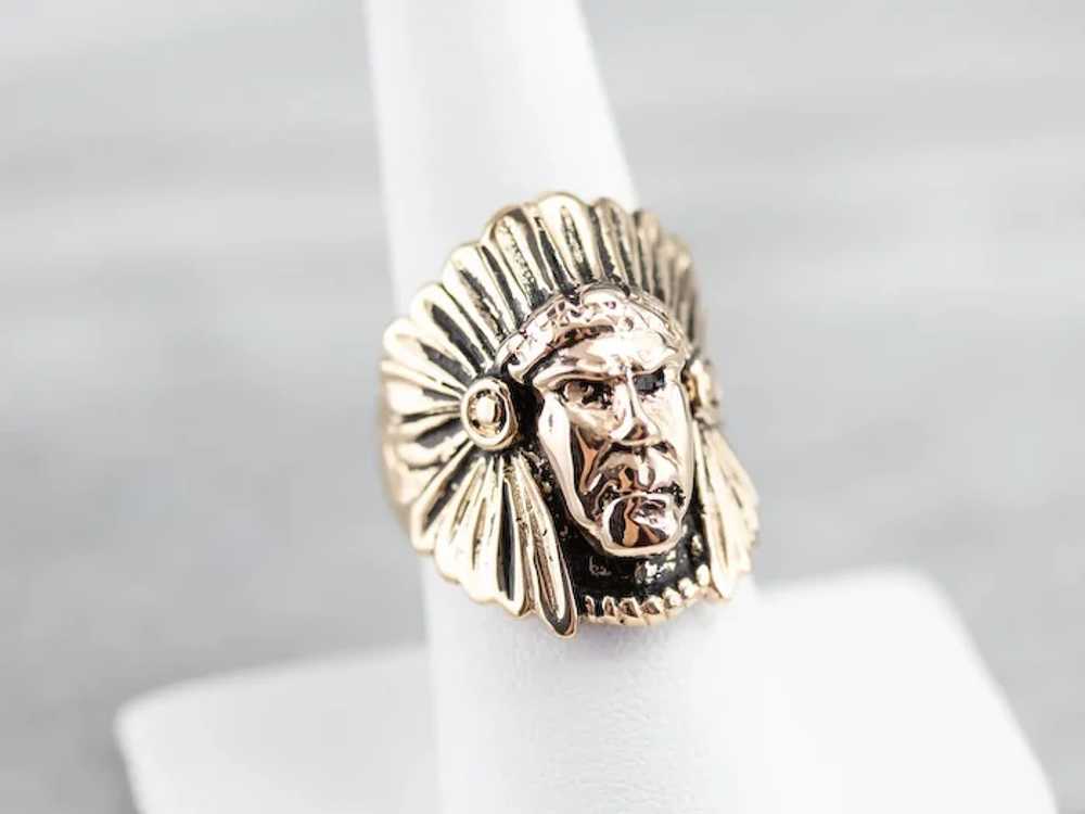 Native American Chief Statement Ring - image 9