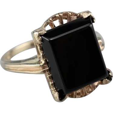 Vintage Black Onyx Ladies Ring - image 1