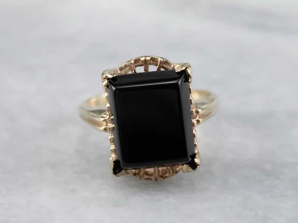 Vintage Black Onyx Ladies Ring - image 2