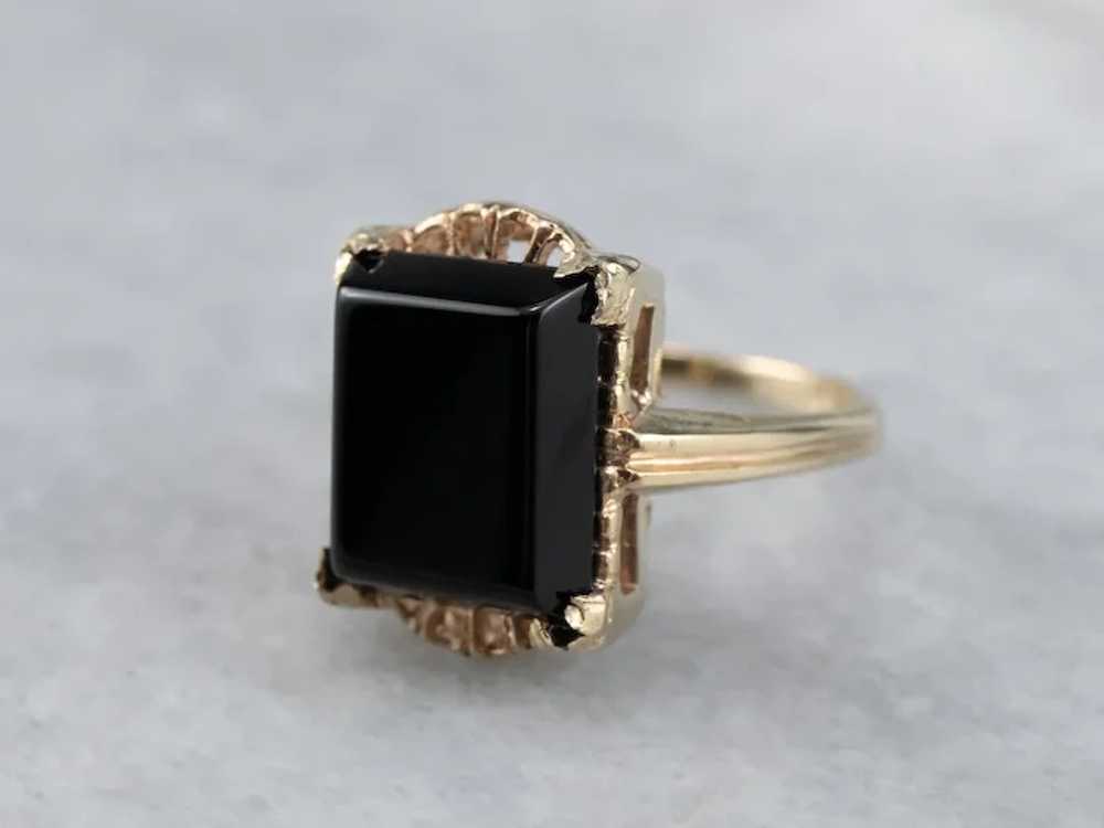 Vintage Black Onyx Ladies Ring - image 3