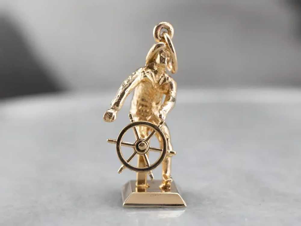 Vintage Moving Sailor at the Helm Charm - image 2