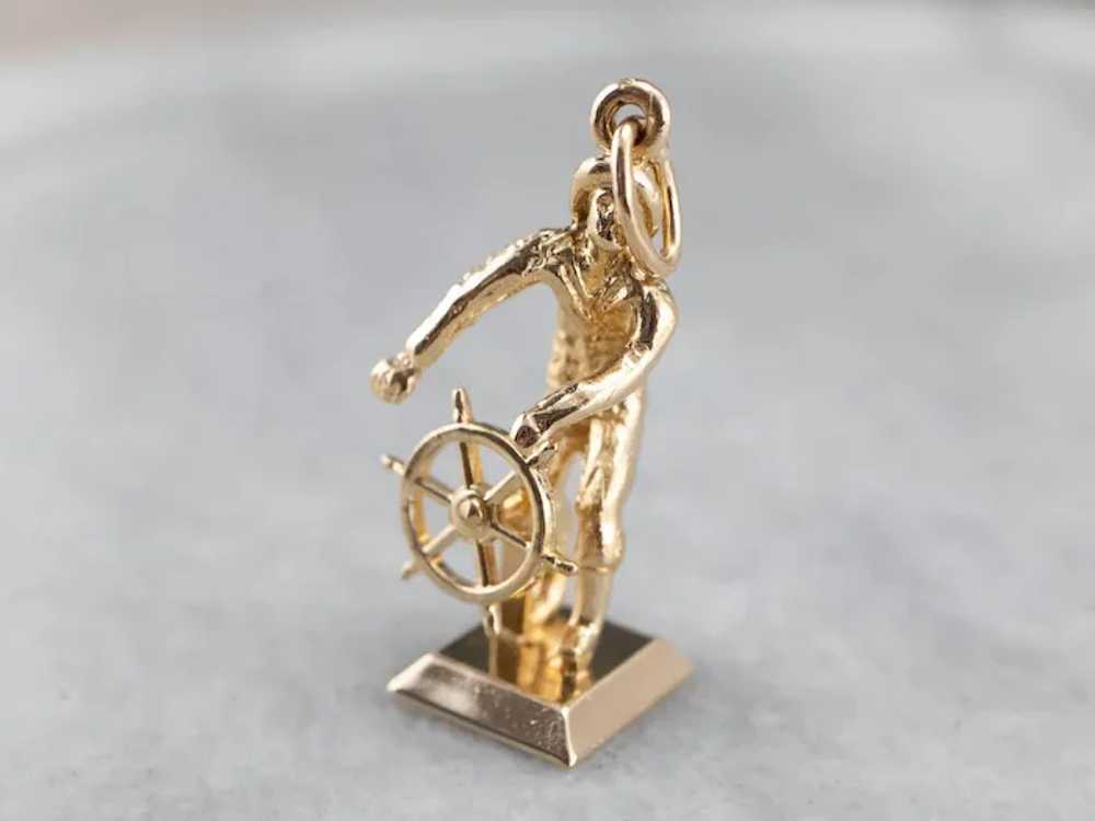 Vintage Moving Sailor at the Helm Charm - image 5