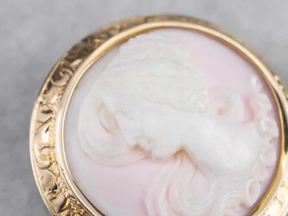 Sweet Vintage Pink Shell Cameo Brooch - image 3