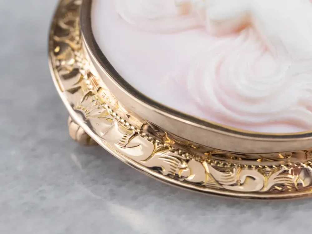 Sweet Vintage Pink Shell Cameo Brooch - image 4