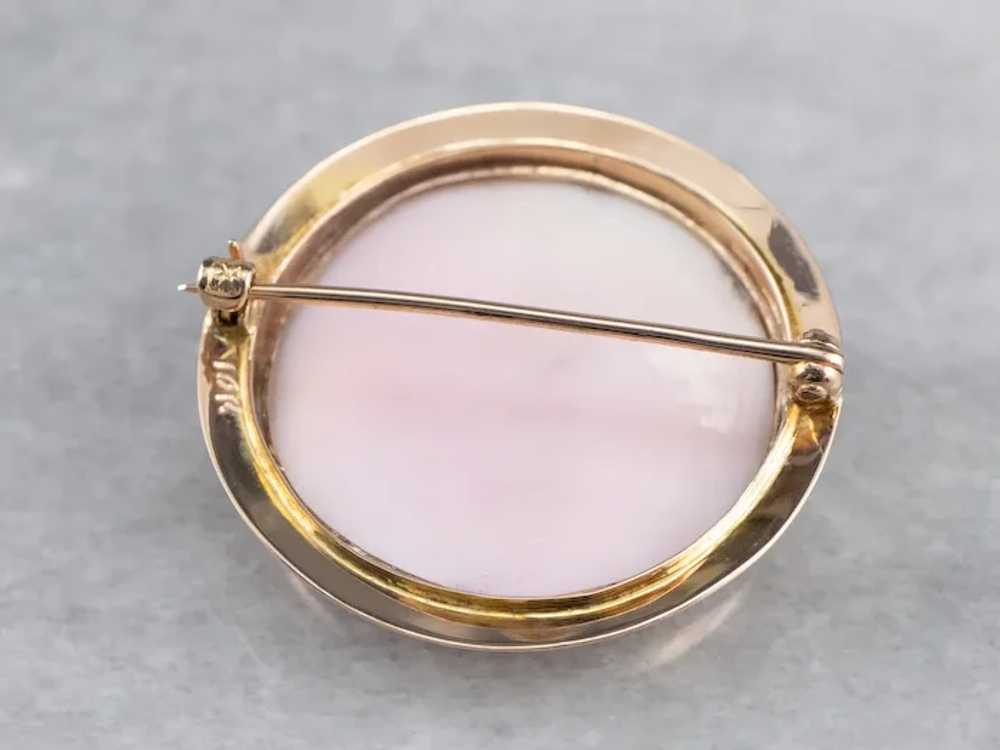 Sweet Vintage Pink Shell Cameo Brooch - image 6