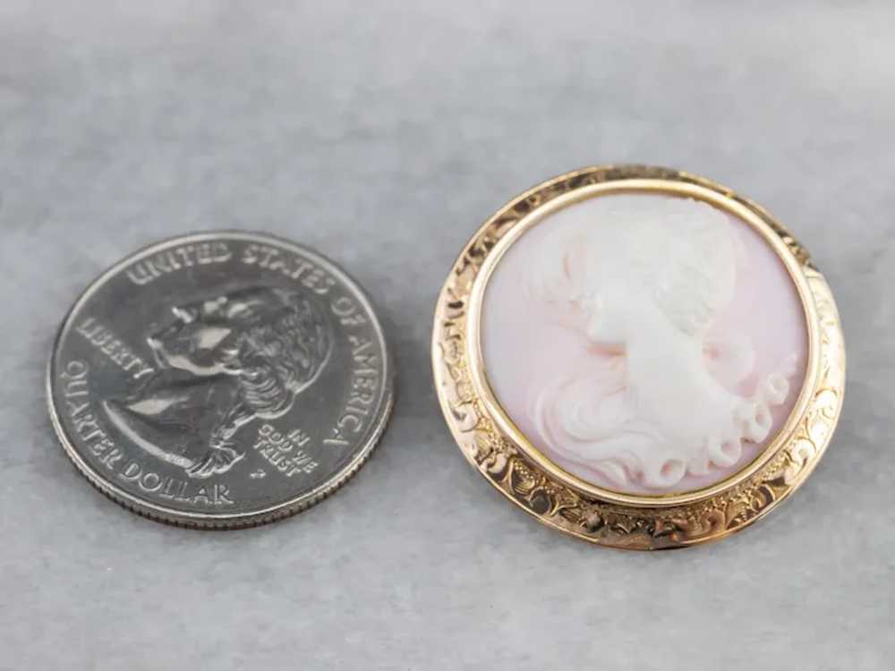 Sweet Vintage Pink Shell Cameo Brooch - image 9