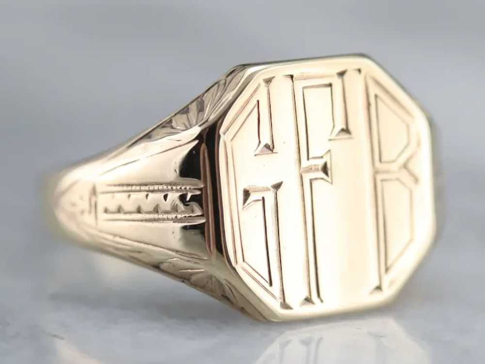 Art Deco "GFB" Signet Ring - image 2