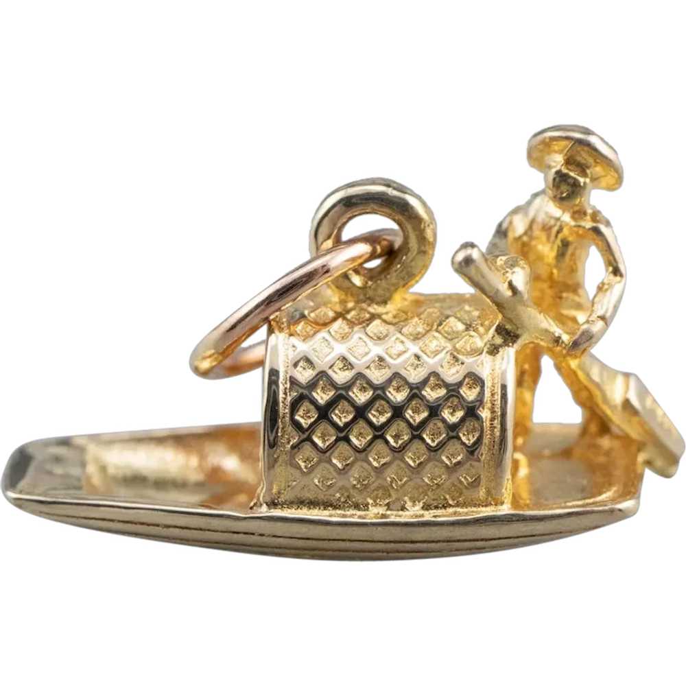 Vintage 14 Karat Gold River Boat Charm - image 1