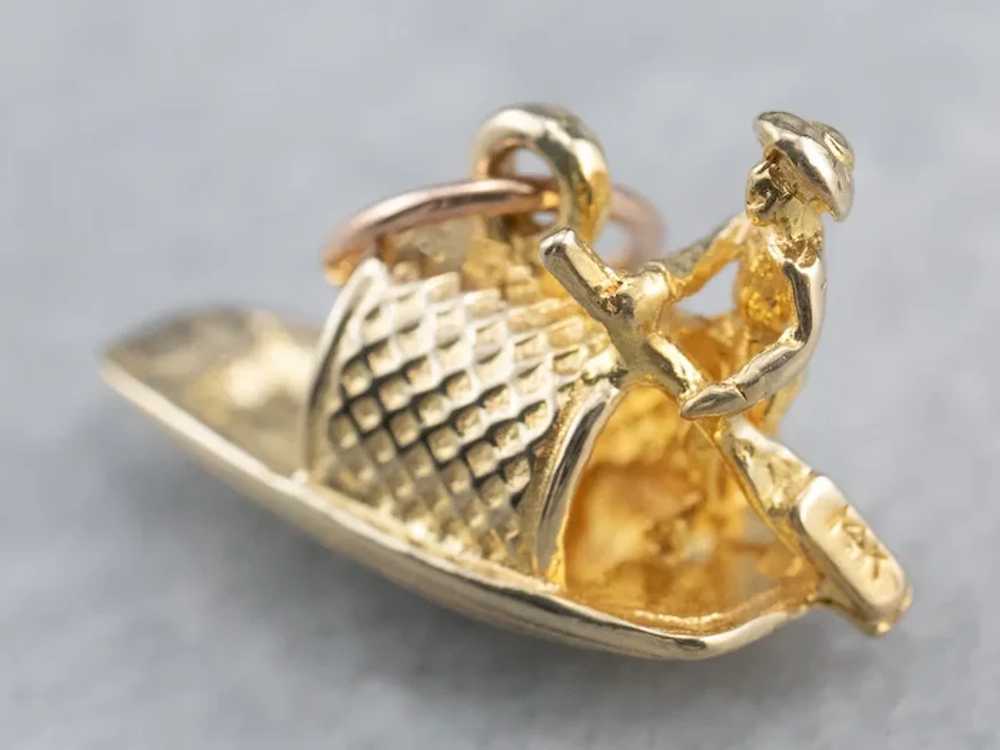 Vintage 14 Karat Gold River Boat Charm - image 2