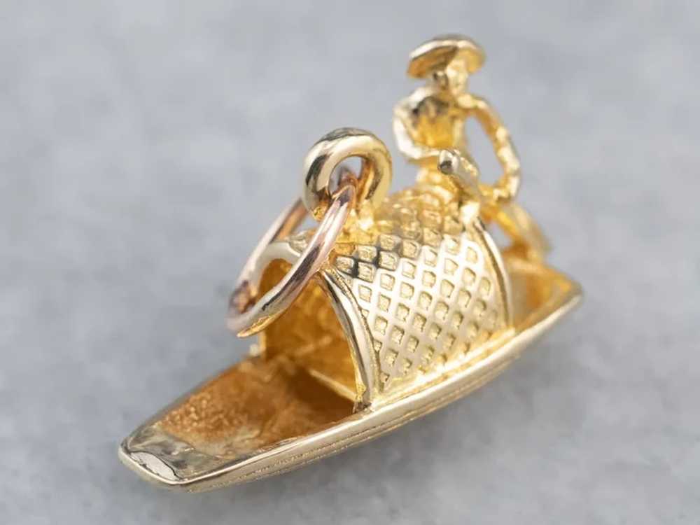 Vintage 14 Karat Gold River Boat Charm - image 3