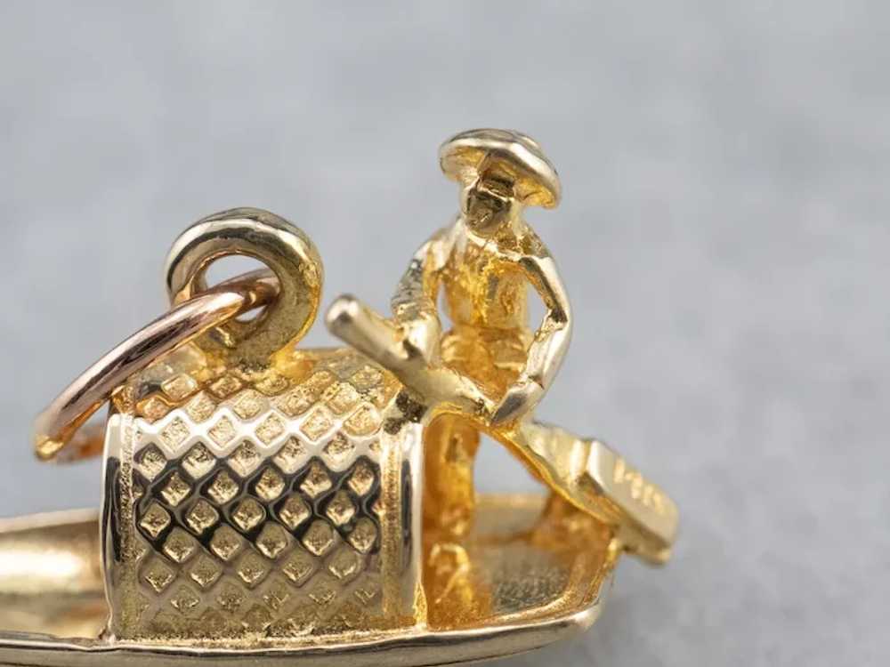 Vintage 14 Karat Gold River Boat Charm - image 4