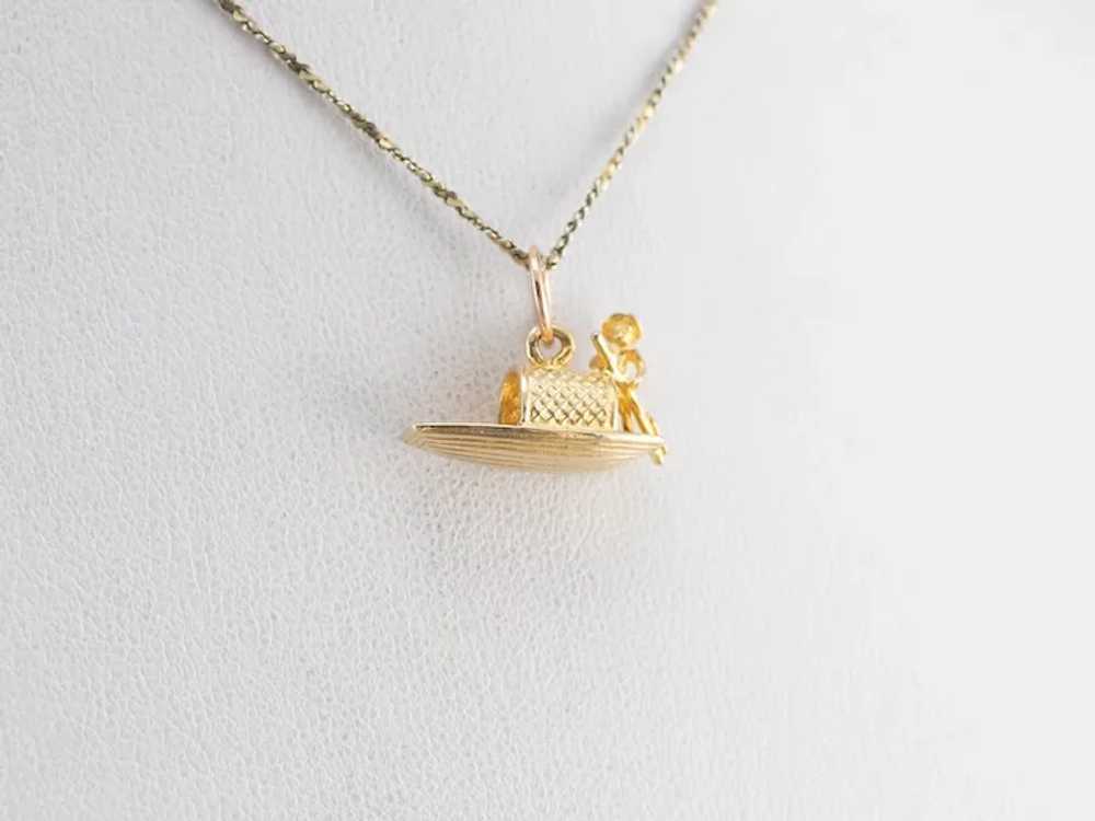 Vintage 14 Karat Gold River Boat Charm - image 9