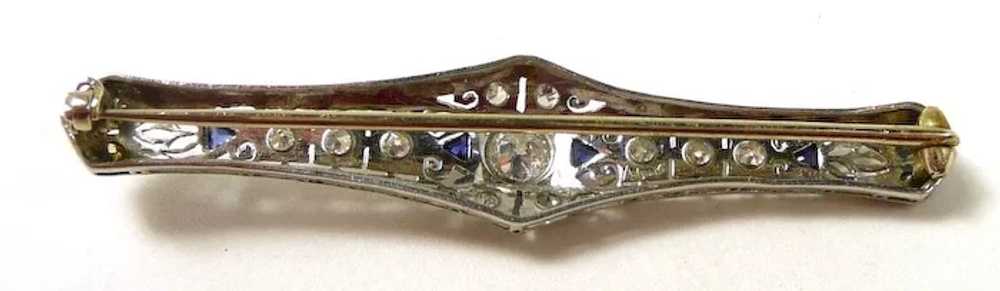 Elegant Edwardian Diamond Sapphire Bar Brooch c. … - image 7