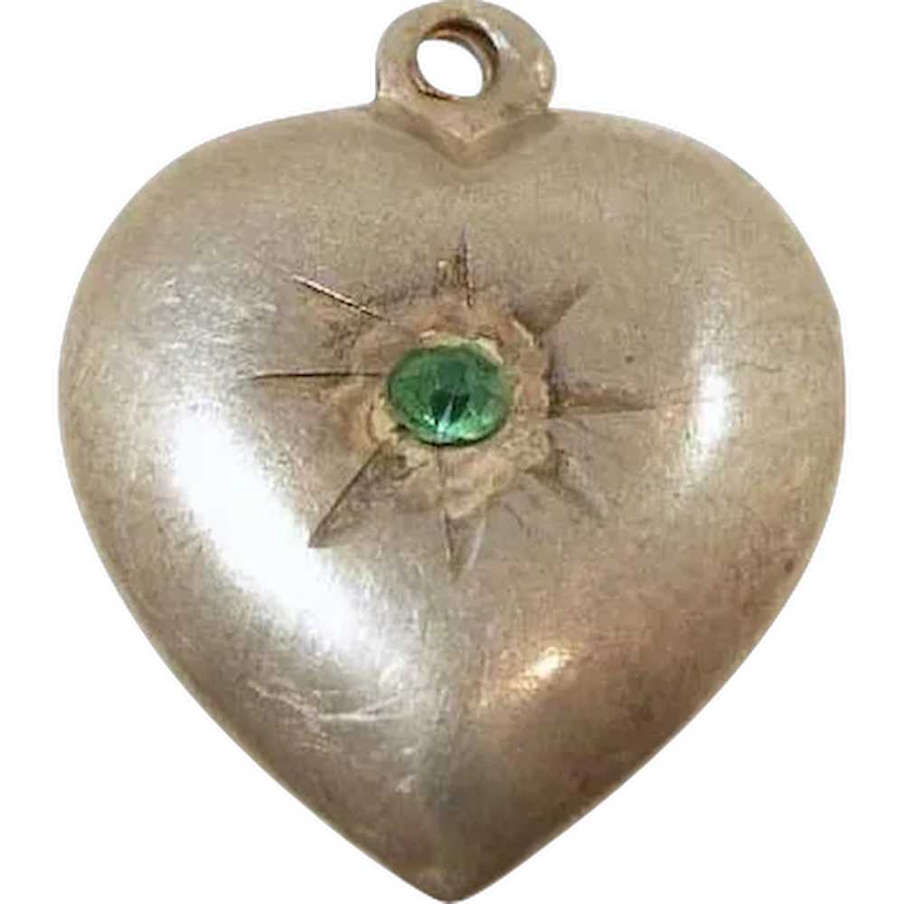 Pretty Puffy Heart Sterling Charm c. 1950 - image 1