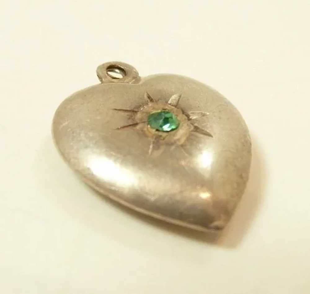 Pretty Puffy Heart Sterling Charm c. 1950 - image 2