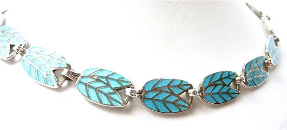 Natural Margot de Taxco Enamel Leaf Necklace #583… - image 3