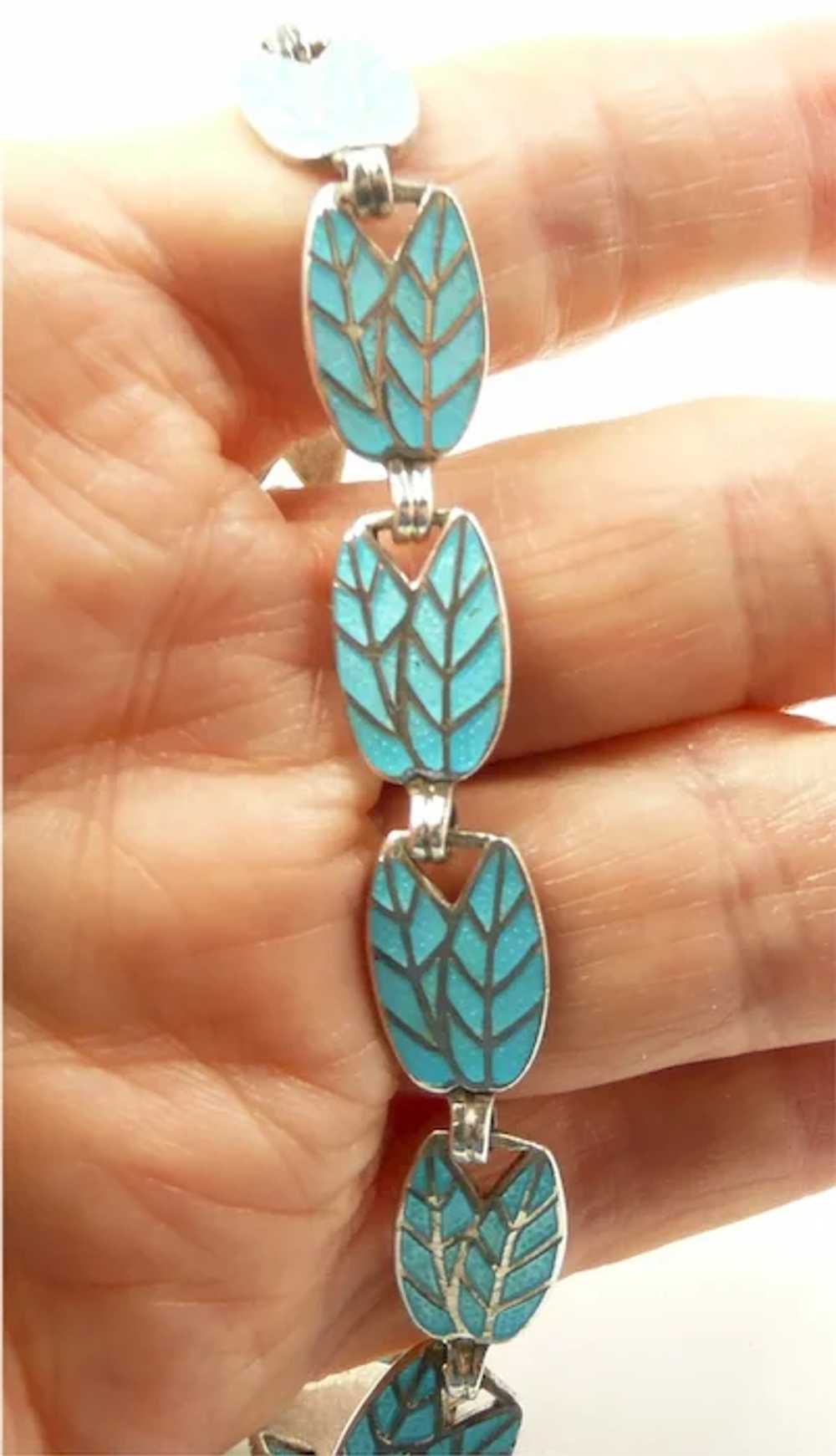 Natural Margot de Taxco Enamel Leaf Necklace #583… - image 5