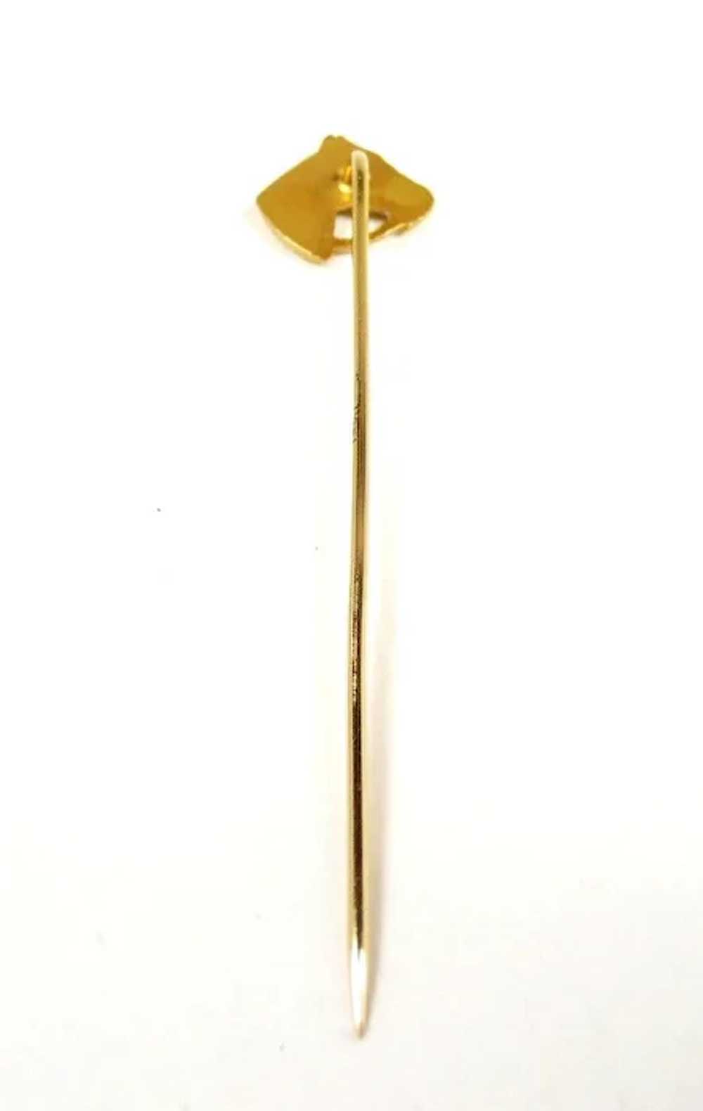 Sporty Horse Head Gold Stick Pin c. 1900 - image 2