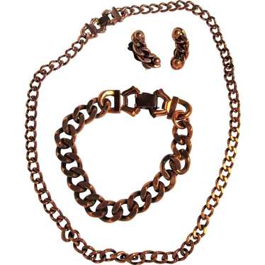 Renoir Linked Chain Necklace, Bracelet and Earrin… - image 1