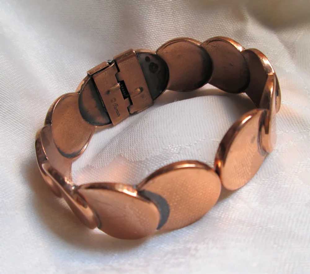 Renoir Fused Copper Circles Clasp Bracelet and Ea… - image 2