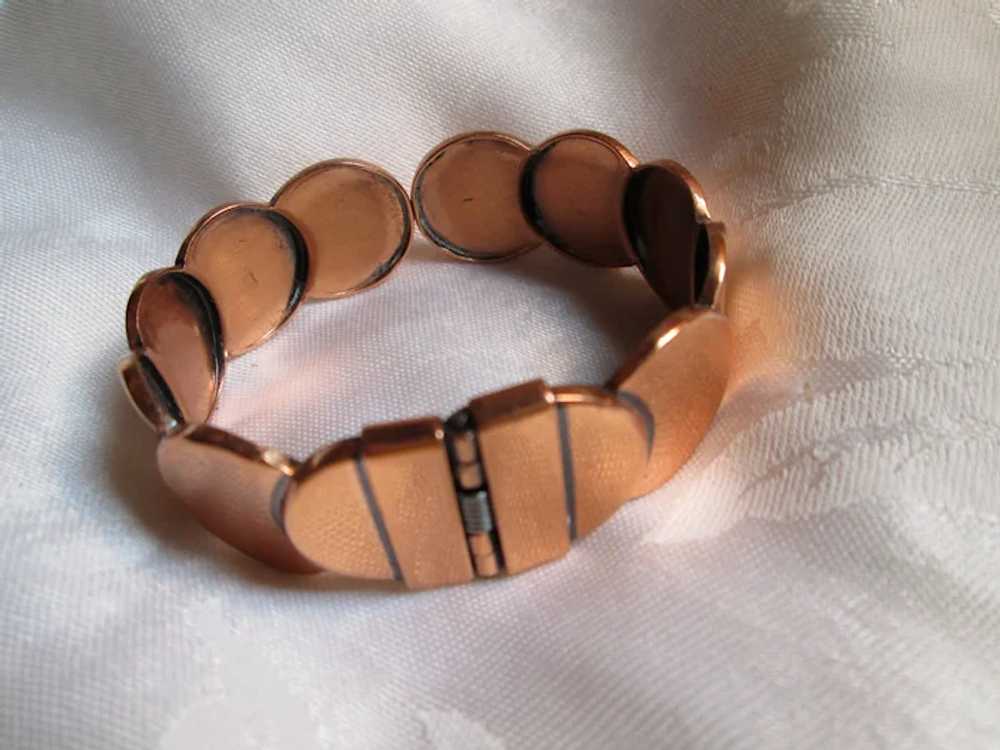 Renoir Fused Copper Circles Clasp Bracelet and Ea… - image 4