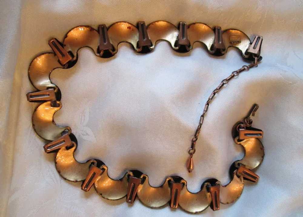 1950s Matisse Orange Enamel and Copper Necklace a… - image 7