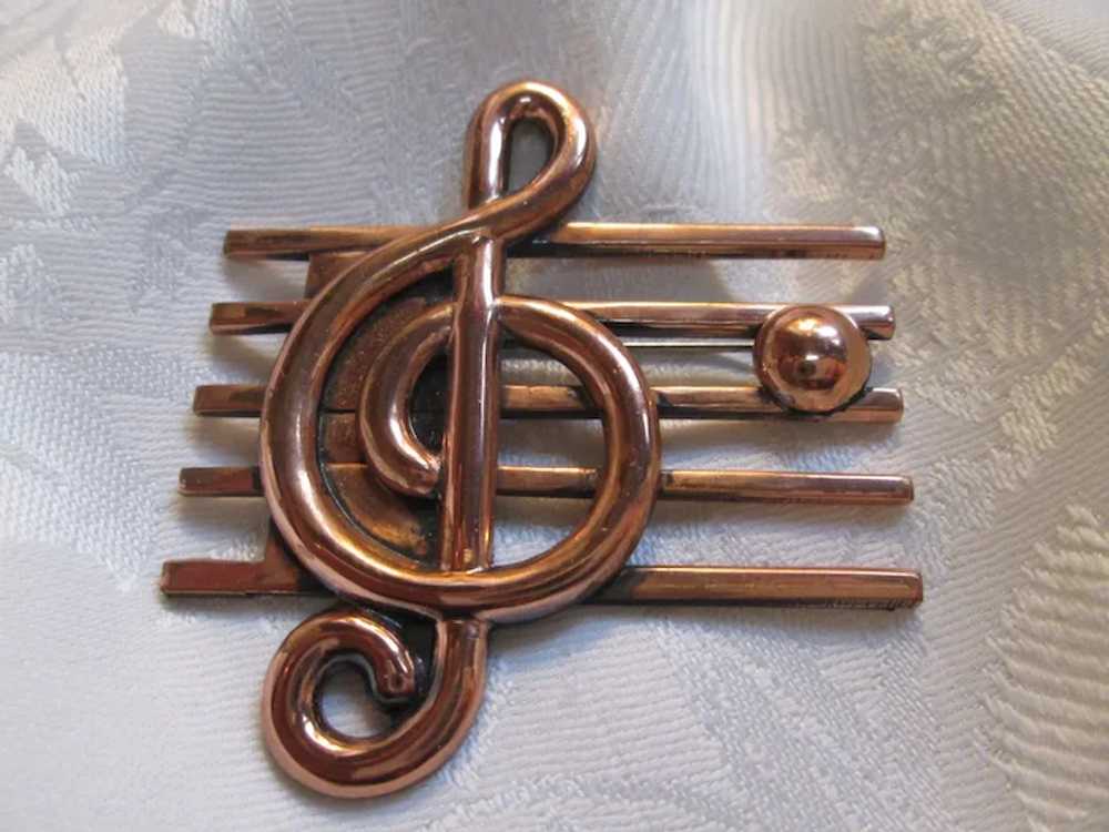 Renoir Mesh Solitary Musical Note Copper Brooch a… - image 4