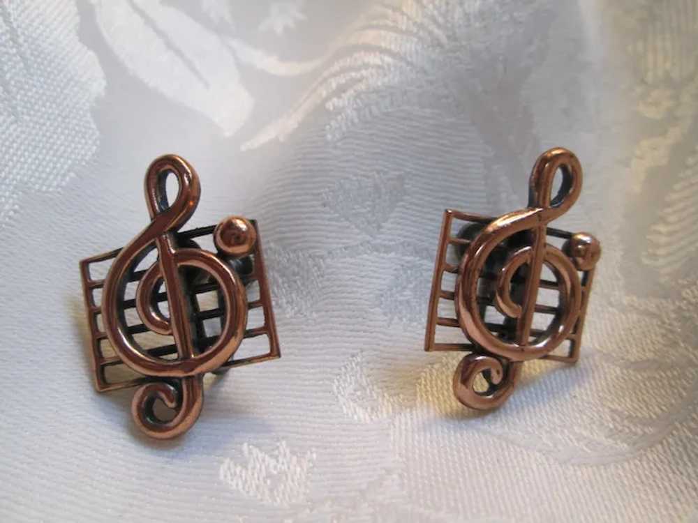 Renoir Mesh Solitary Musical Note Copper Brooch a… - image 6