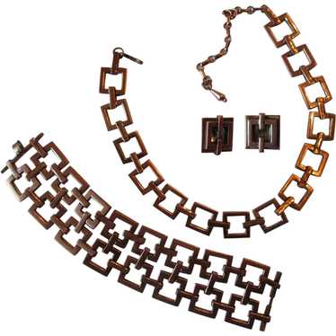 Renoir Square Linked Copper Necklace, Bracelet, Ea