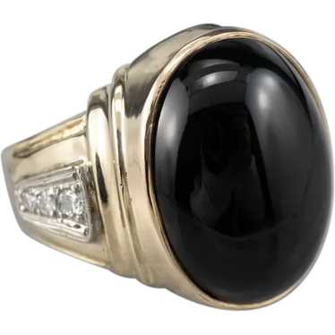 Men's Black Onyx and Diamond Ring