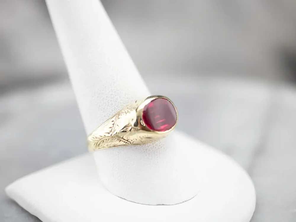 Antique 1920's Synthetic Ruby Solitaire Ring - image 11
