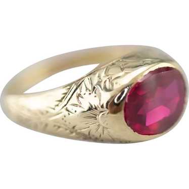 Antique 1920's Synthetic Ruby Solitaire Ring - image 1