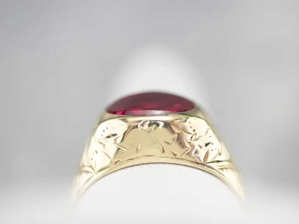 Antique 1920's Synthetic Ruby Solitaire Ring - image 9